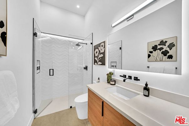 Bathroom, Glass Shower, Interior, Recessed Lighting