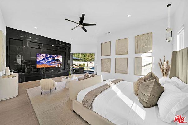 Bedroom, Fireplace, Interior, Living room, Pendant Lights, Recessed Lighting