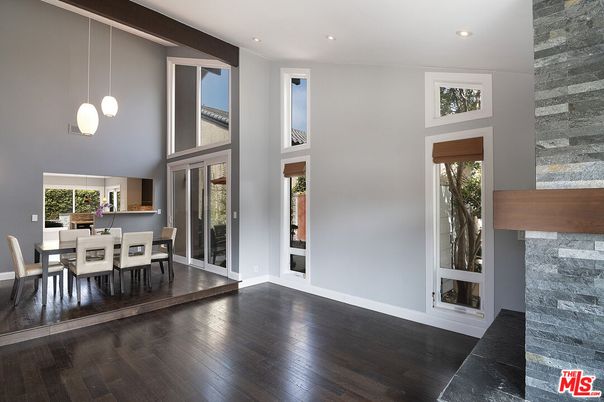 Dining room, Interior, Pendant Lights, Recessed Lighting, Wood Texture Flooring
