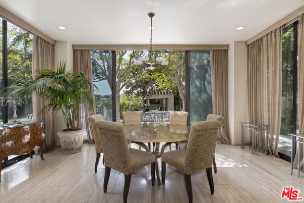 Dining room, Interior, Pendant Lights, Recessed Lighting, Wood Texture Flooring