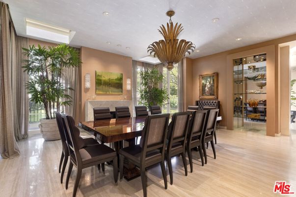Dining room, Interior, Pendant Lights, Recessed Lighting, Wood Texture Flooring