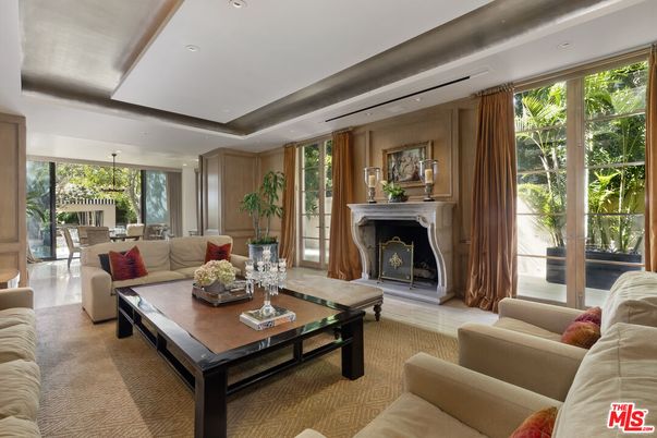 Chandelier, Dining room, Fireplace, Interior, Living room, Recessed Lighting