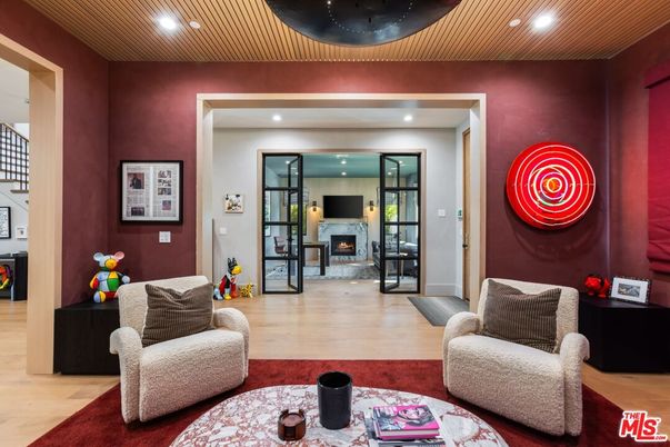 Fireplace, Interior, Recessed Lighting, Wood Texture Flooring
