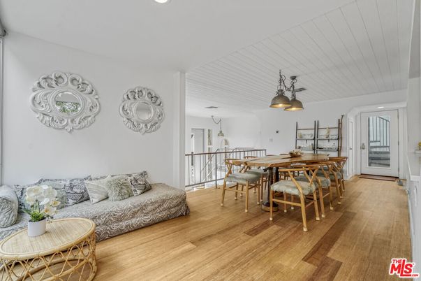Dining room, Interior, Recessed Lighting, Wood Texture Flooring