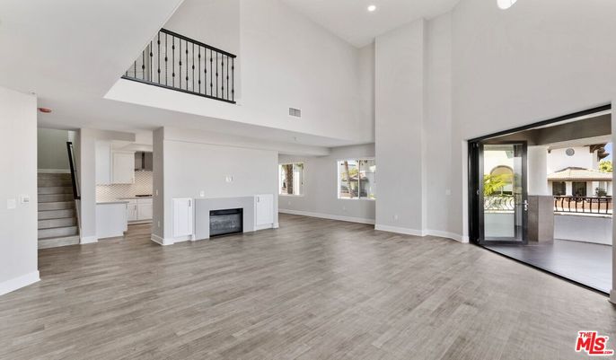 Fireplace, Interior, Recessed Lighting, Wood Texture Flooring
