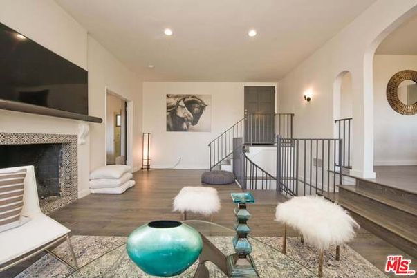 Fireplace, Interior, Recessed Lighting, Wood Texture Flooring