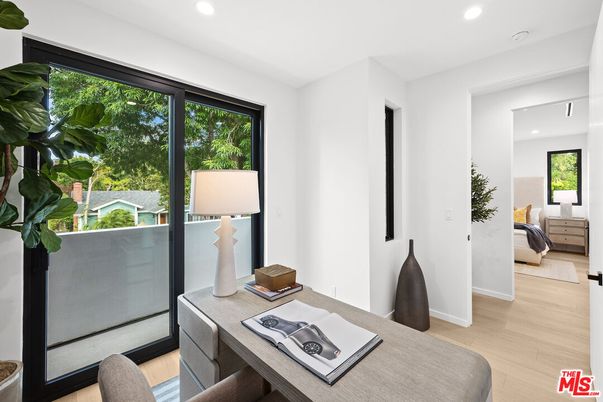 Bedroom, Home Office, Interior, Recessed Lighting, Wood Texture Flooring