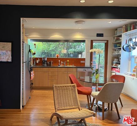 Dining room, Interior, Recessed Lighting, Wood Texture Flooring