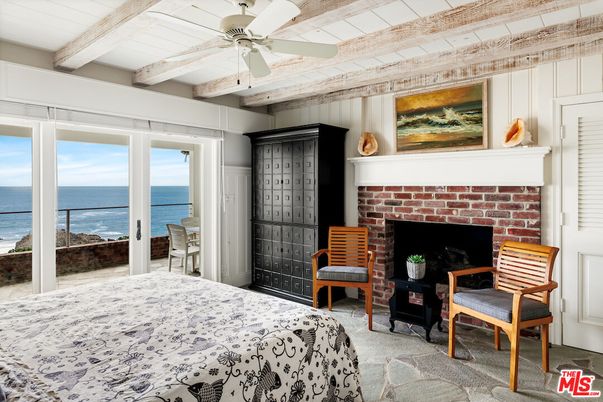 Bedroom, Fireplace, Interior, Stone Walls, Water
