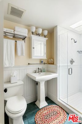 Bathroom, Glass Shower, Interior, Wood Texture Flooring