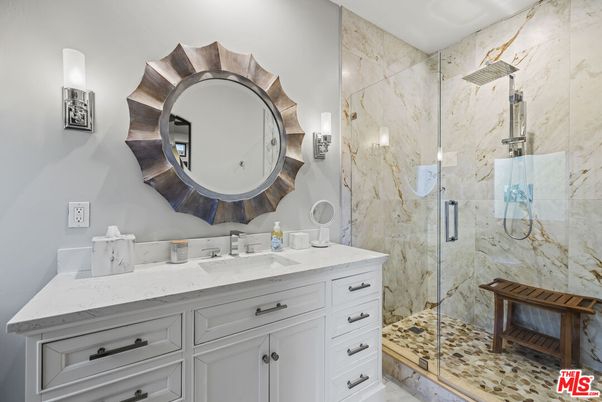 Bathroom, Glass Shower, Interior, Marble Walls