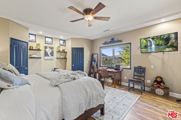 Bedroom, Home Office, Interior, Recessed Lighting, Wood Texture Flooring