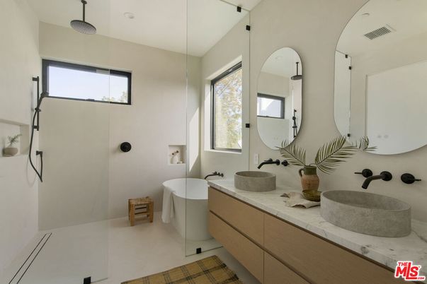 Bathroom, Dual Sink Vanities, Free Standing Baths, Glass Shower, Interior