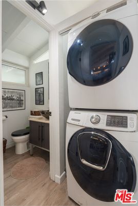 Bathroom, Interior, Utility Closets, Washer, Wood Texture Flooring