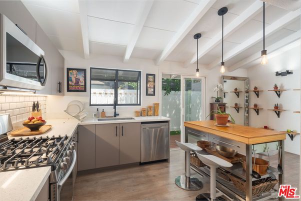 Interior, Kitchen, Pendant Lights, Stainless Steel Appliances, Wood Texture Flooring