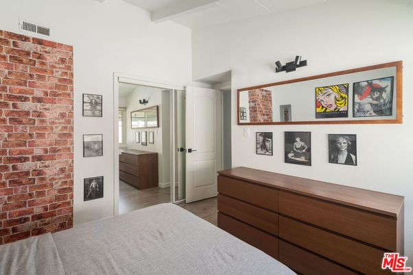 Bedroom, Interior, Stone Walls, Wood Texture Flooring
