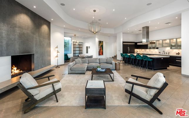 Fireplace, Interior, Kitchen, Living room, Pendant Lights, Recessed Lighting