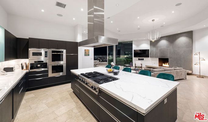 Dining room, Fireplace, Interior, Kitchen, Living room, Pendant Lights, Recessed Lighting, Stainless Steel Appliances