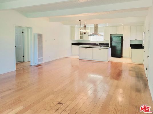 Empty room, Interior, Kitchen, Pendant Lights, Recessed Lighting, Wood Texture Flooring