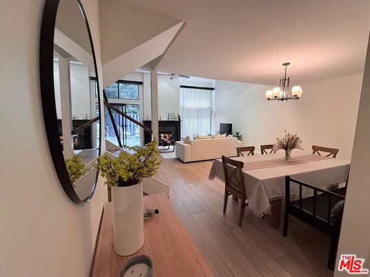 Chandelier, Dining room, Fireplace, Interior, Living room, Wood Texture Flooring