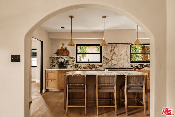 Interior, Marble Walls, Pendant Lights, Wood Texture Flooring