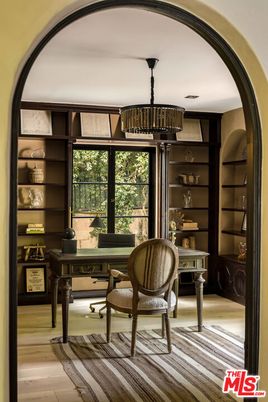 Chandelier, Home Office, Interior, Wood Texture Flooring