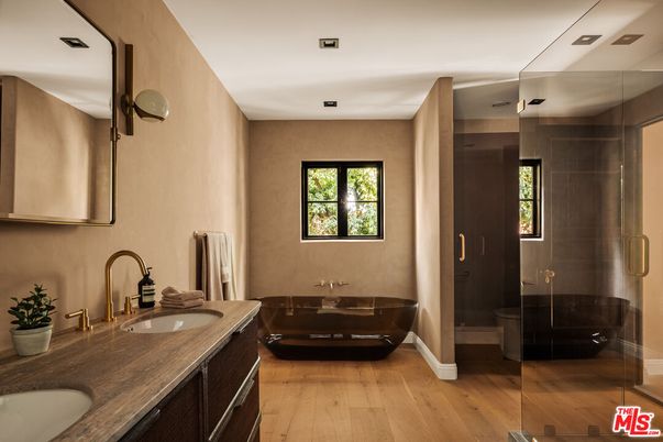 Bathroom, Dual Sink Vanities, Interior, Wood Texture Flooring