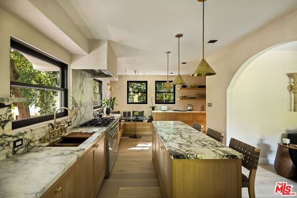 Interior, Kitchen, Pendant Lights, Wood Texture Flooring
