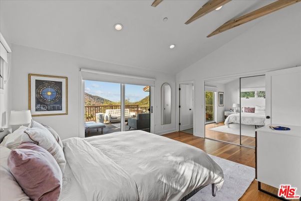 Bedroom, Interior, Recessed Lighting, Wooden Beams, Wood Texture Flooring