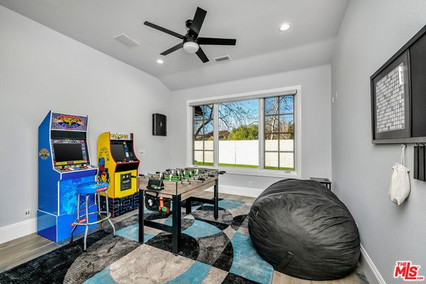 Game Room, Interior, Recessed Lighting, Wood Texture Flooring