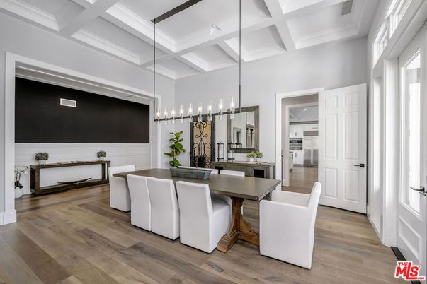 Dining room, Interior, Kitchen, Pendant Lights, Wood Texture Flooring
