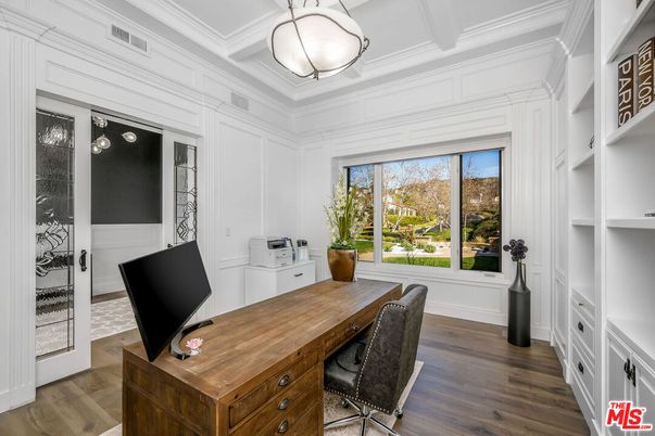 Home Office, Interior, Pendant Lights, Wood Texture Flooring