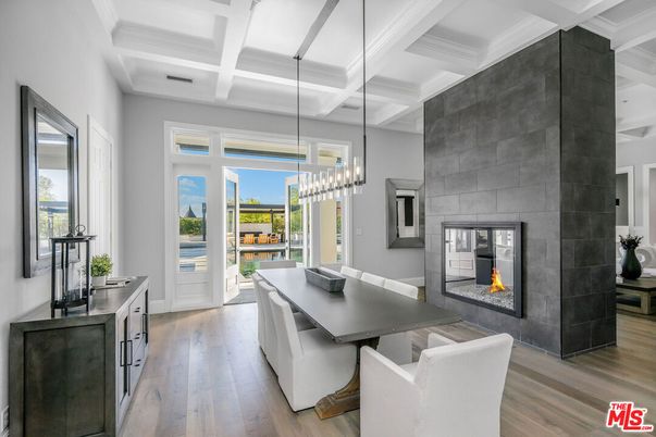 Fireplace, Interior, Pendant Lights, Wood Texture Flooring