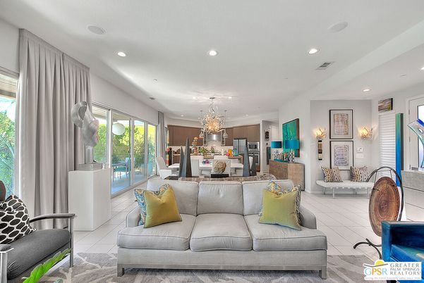 Chandelier, Dining room, Interior, Kitchen, Living room, Recessed Lighting, Stainless Steel Appliances