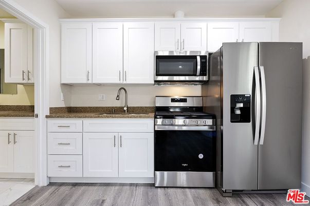 Interior, Kitchen, Stainless Steel Appliances, Wood Texture Flooring