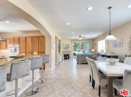 Dining room, Fireplace, Interior, Kitchen, Living room, Pendant Lights, Recessed Lighting