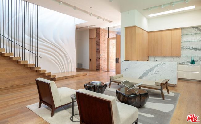 Interior, Living room, Marble Walls, Wood Texture Flooring