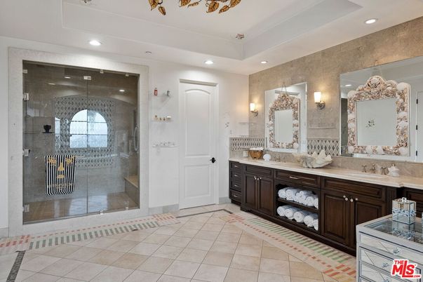 Bathroom, Dual Sink Vanities, Glass Shower, Interior, Recessed Lighting
