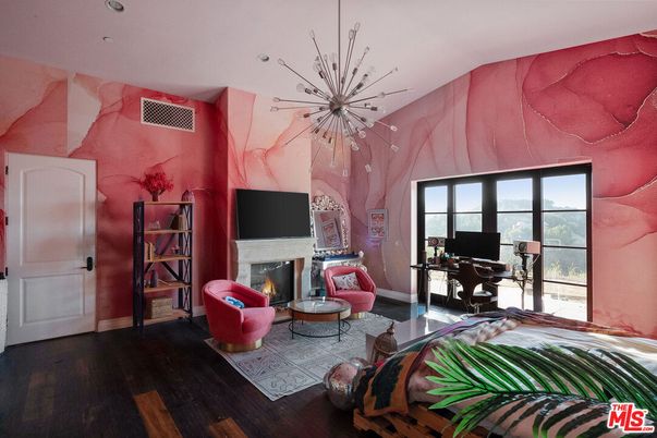 Fireplace, Home Office, Interior, Living room, Recessed Lighting, Wood Texture Flooring