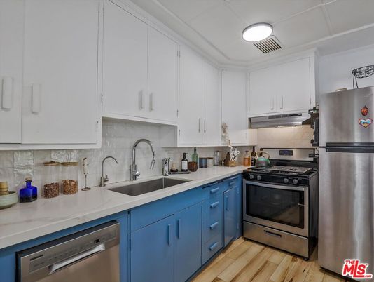 Interior, Kitchen, Stainless Steel Appliances, Wood Texture Flooring