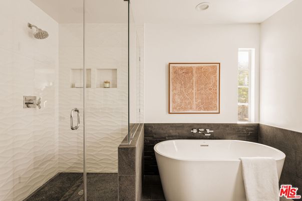 Bathroom, Free Standing Baths, Glass Shower, Interior, Recessed Lighting