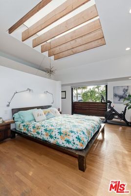 Bedroom, Fitness Equipment, Interior, Recessed Lighting, Wooden Beams, Wood Texture Flooring