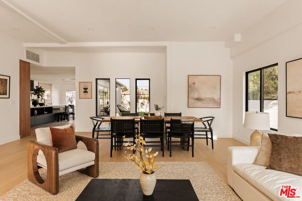 Dining room, Interior, Recessed Lighting, Wood Texture Flooring