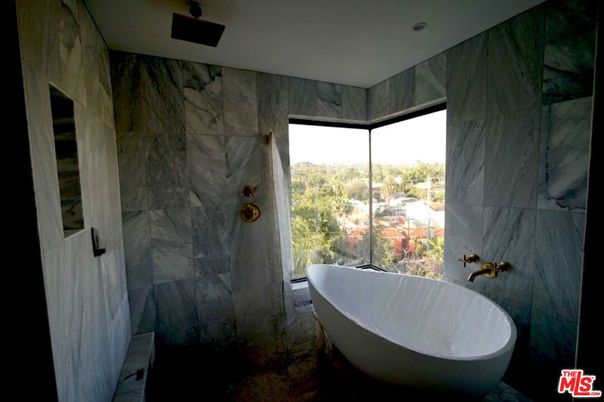 Bathroom, Free Standing Baths, Interior, Marble Walls, Recessed Lighting