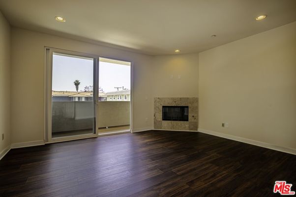 Empty room, Fireplace, Interior, Recessed Lighting, Wood Texture Flooring