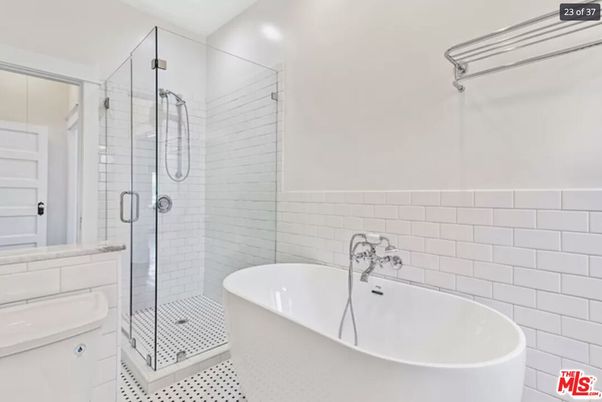 Bathroom, Free Standing Baths, Glass Shower, Interior, Recessed Lighting