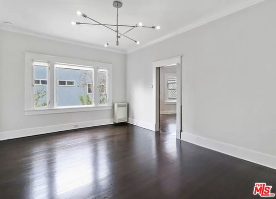 Empty room, Interior, Pendant Lights, Wood Texture Flooring