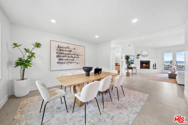 Dining room, Fireplace, Interior, Living room, Recessed Lighting