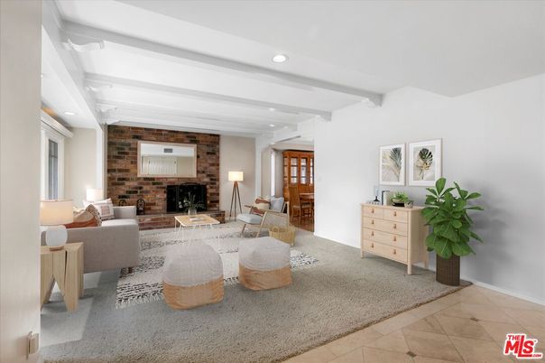 Fireplace, Interior, Living room, Recessed Lighting, Stone Walls