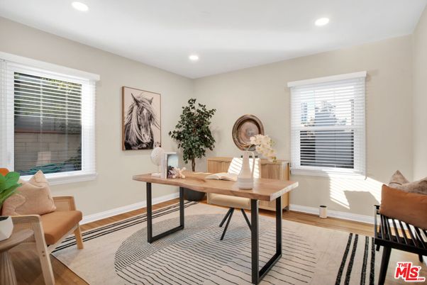 Home Office, Interior, Recessed Lighting, Wood Texture Flooring